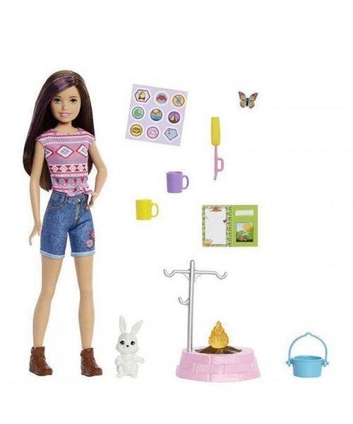 Barbie Skipper baba nyuszival- Kempingezés
